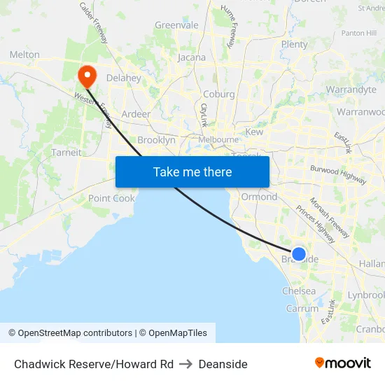 Chadwick Reserve/Howard Rd to Deanside map