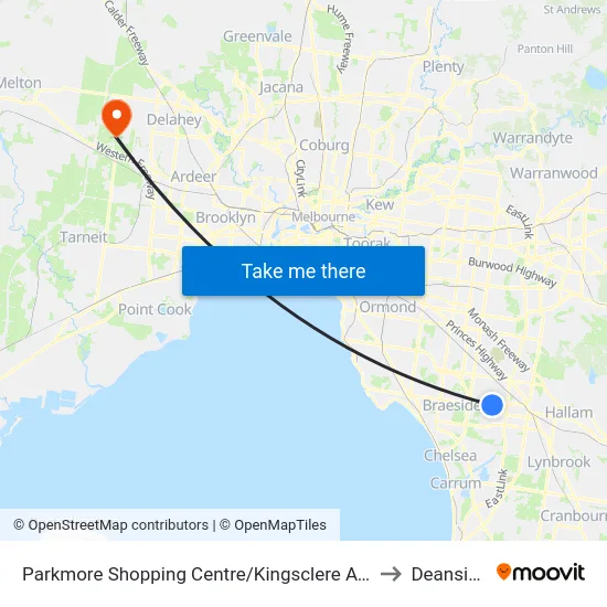 Parkmore Shopping Centre/Kingsclere Ave to Deanside map