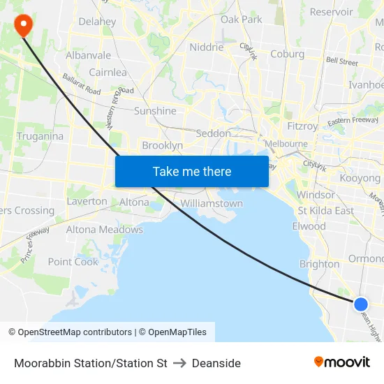 Moorabbin Station/Station St to Deanside map
