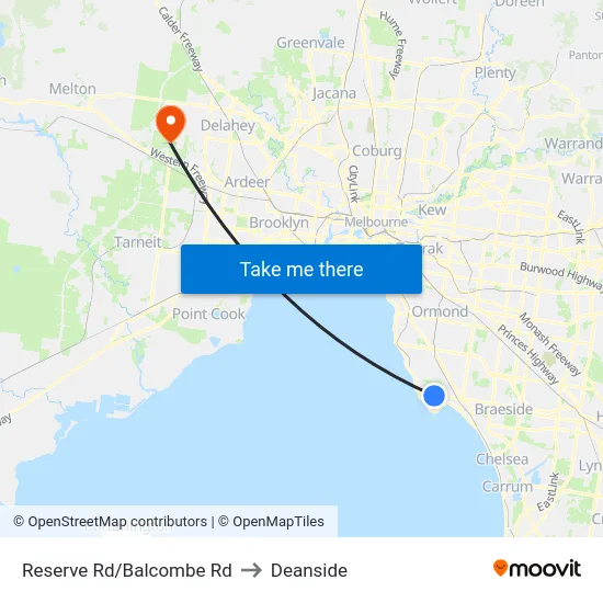 Reserve Rd/Balcombe Rd to Deanside map