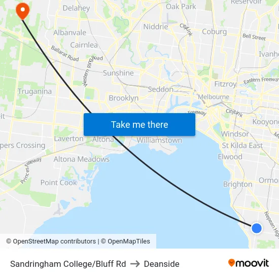 Sandringham College/Bluff Rd to Deanside map