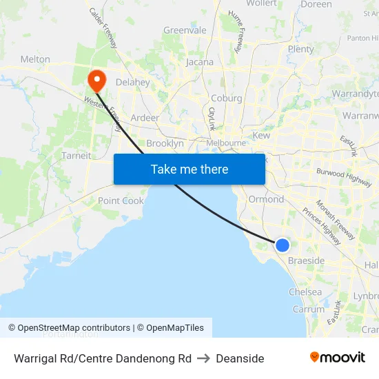 Warrigal Rd/Centre Dandenong Rd to Deanside map