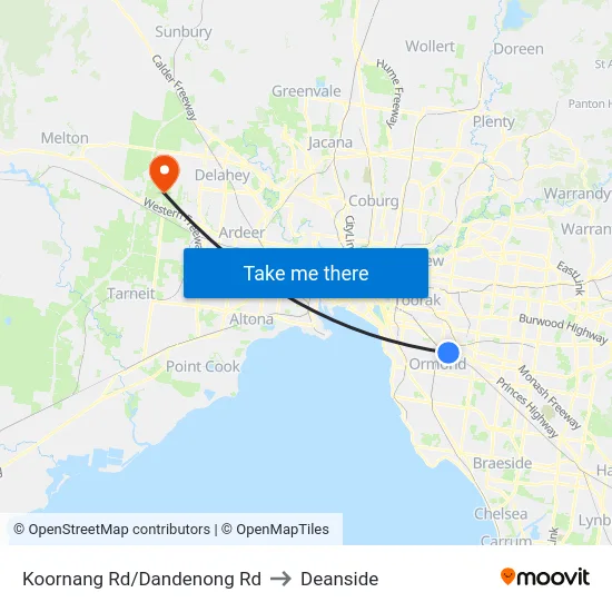 Koornang Rd/Dandenong Rd to Deanside map