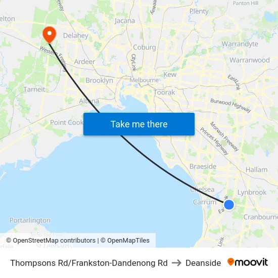 Thompsons Rd/Frankston-Dandenong Rd to Deanside map