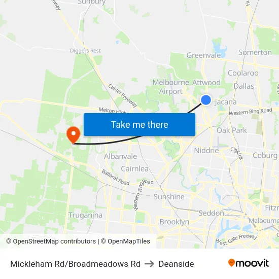 Mickleham Rd/Broadmeadows Rd to Deanside map