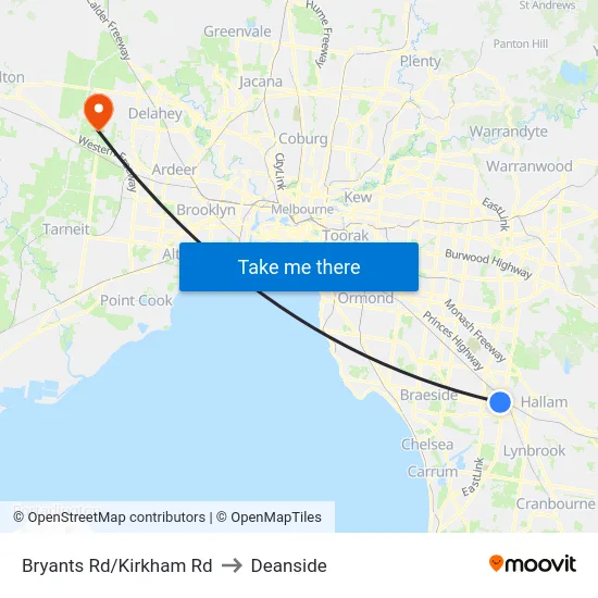 Bryants Rd/Kirkham Rd to Deanside map
