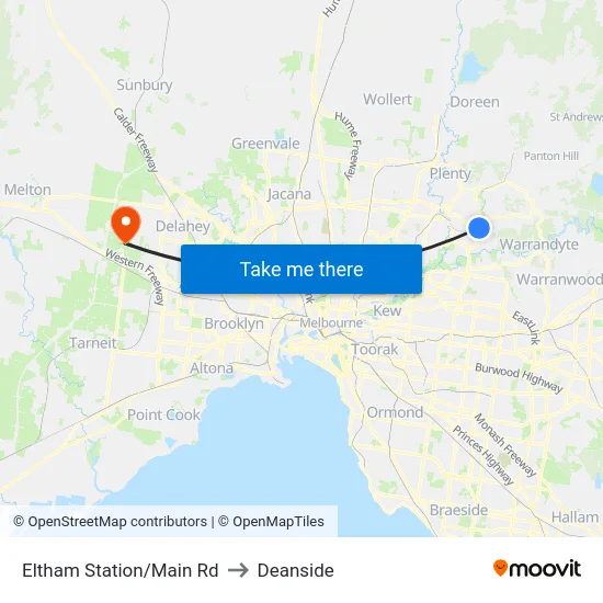 Eltham Station/Main Rd to Deanside map