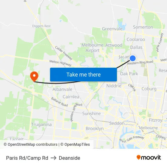 Paris Rd/Camp Rd to Deanside map