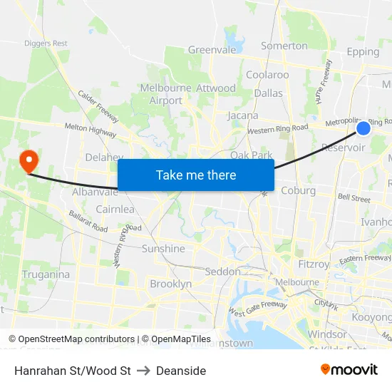 Hanrahan St/Wood St to Deanside map