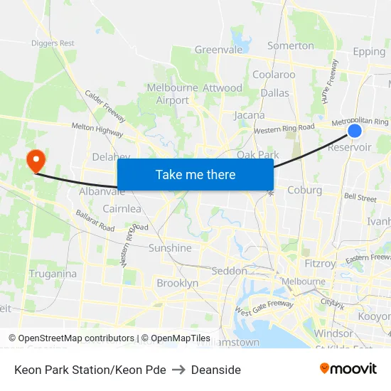 Keon Park Station/Keon Pde to Deanside map