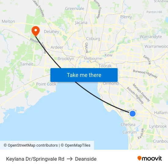 Keylana Dr/Springvale Rd to Deanside map