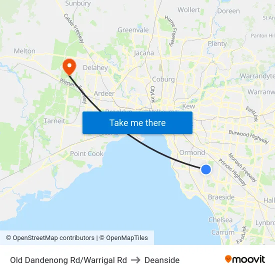 Old Dandenong Rd/Warrigal Rd to Deanside map