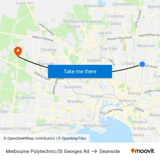Melbourne Polytechnic/St Georges Rd to Deanside map