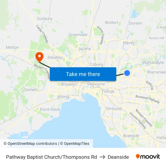 Pathway Baptist Church/Thompsons Rd to Deanside map