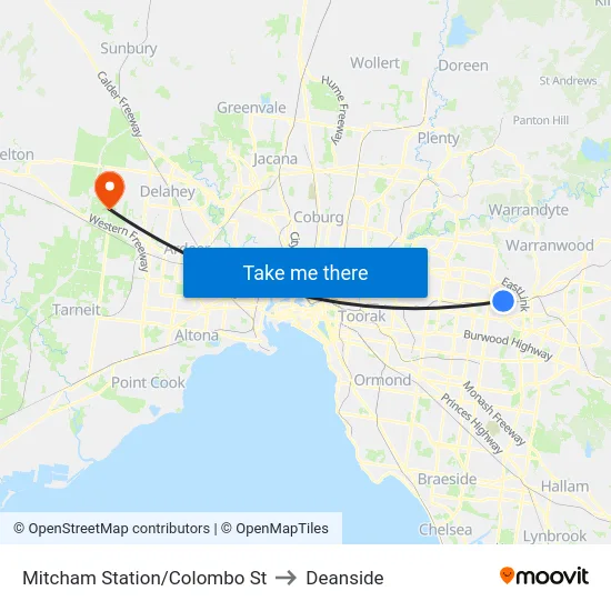 Mitcham Station/Colombo St to Deanside map