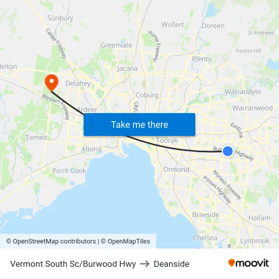 Vermont South Sc/Burwood Hwy to Deanside map
