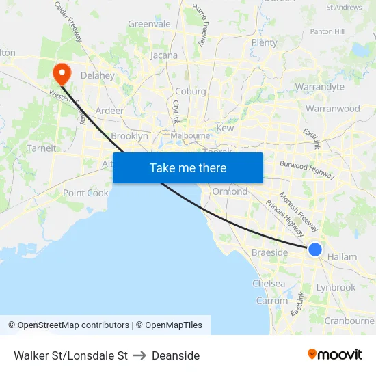 Walker St/Lonsdale St to Deanside map