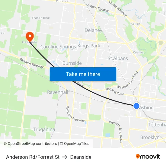 Anderson Rd/Forrest St to Deanside map