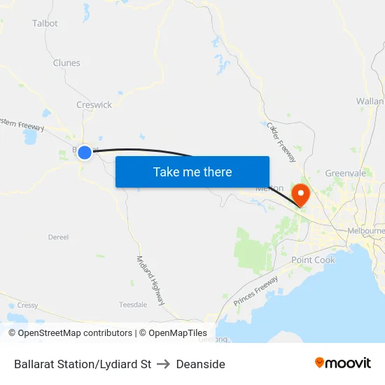 Ballarat Station/Lydiard St to Deanside map
