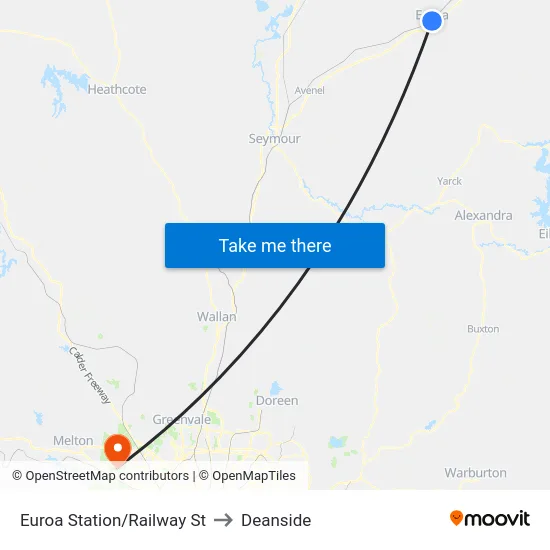 Euroa Station/Railway St to Deanside map