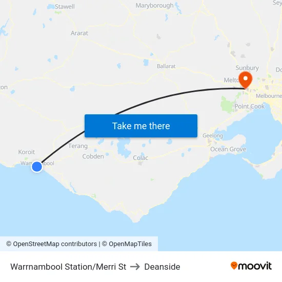 Warrnambool Station/Merri St to Deanside map