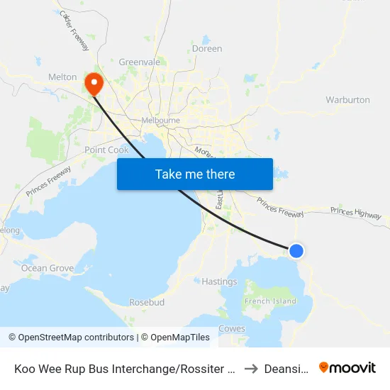 Koo Wee Rup Bus Interchange/Rossiter Rd to Deanside map