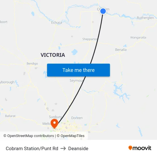 Cobram Station/Punt Rd to Deanside map