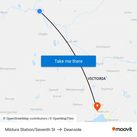 Mildura Station/Seventh St to Deanside map