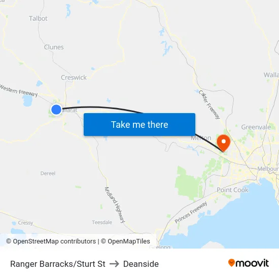 Ranger Barracks/Sturt St to Deanside map