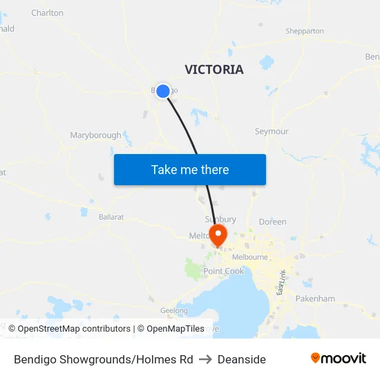 Bendigo Showgrounds/Holmes Rd to Deanside map