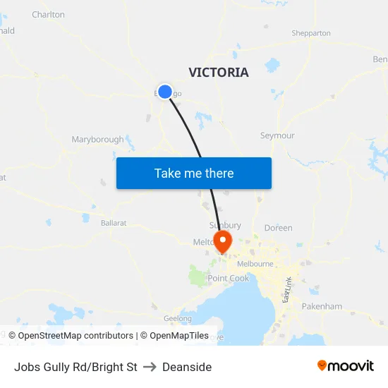 Jobs Gully Rd/Bright St to Deanside map
