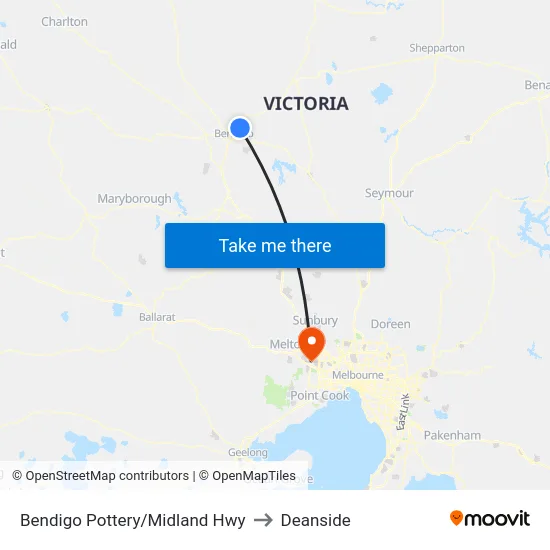 Bendigo Pottery/Midland Hwy to Deanside map