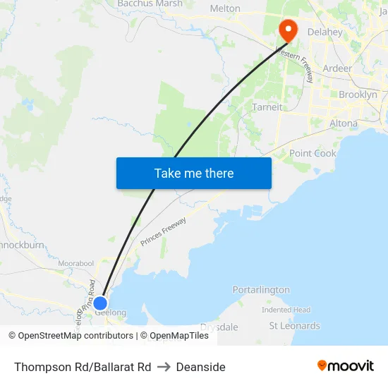 Thompson Rd/Ballarat Rd to Deanside map