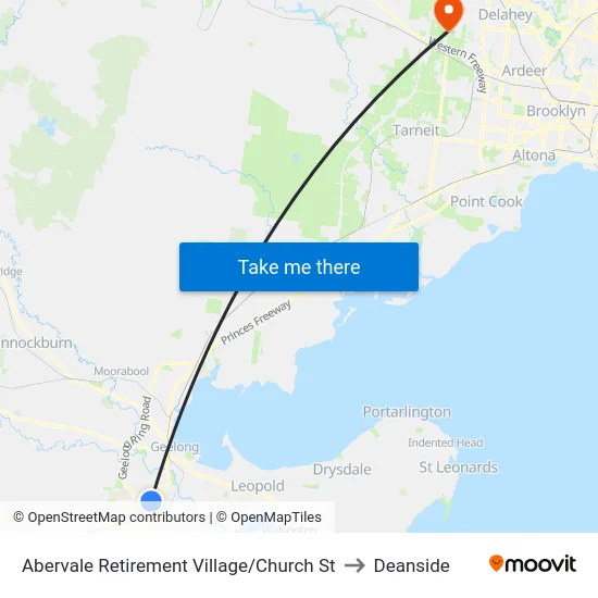 Abervale Retirement Village/Church St to Deanside map