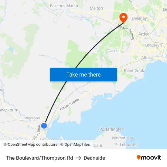 The Boulevard/Thompson Rd to Deanside map