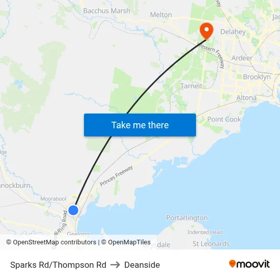 Sparks Rd/Thompson Rd to Deanside map