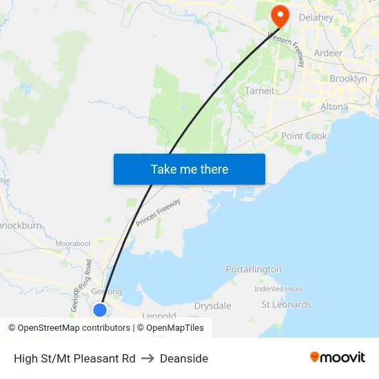 High St/Mt Pleasant Rd to Deanside map
