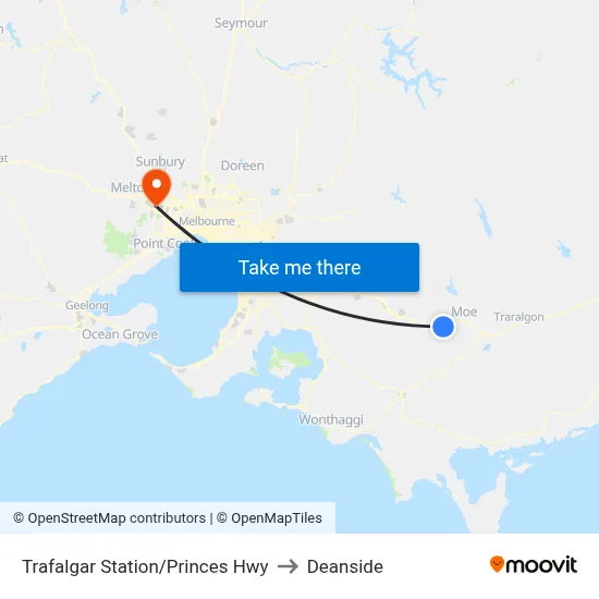 Trafalgar Station/Princes Hwy to Deanside map