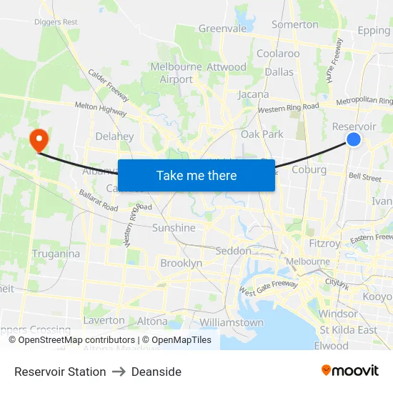 Reservoir Station to Deanside map