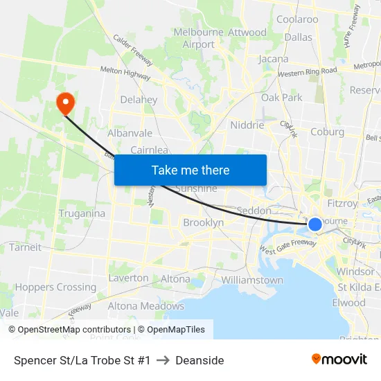 Spencer St/La Trobe St #1 to Deanside map