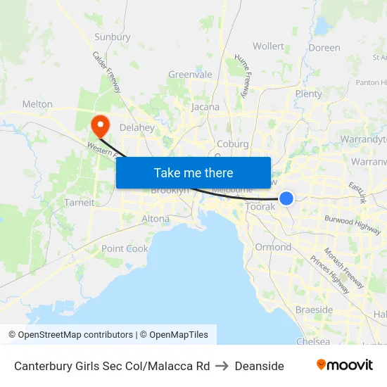 Canterbury Girls Sec Col/Malacca Rd to Deanside map