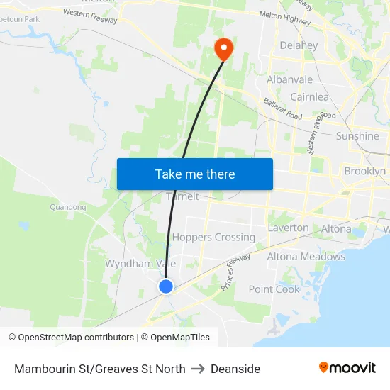 Mambourin St/Greaves St North to Deanside map