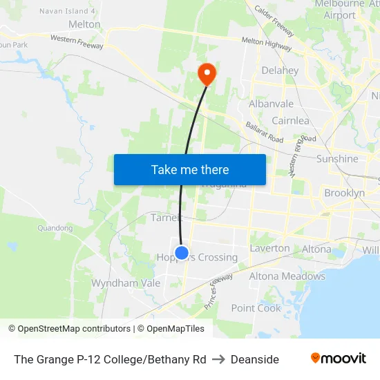 The Grange P-12 College/Bethany Rd to Deanside map
