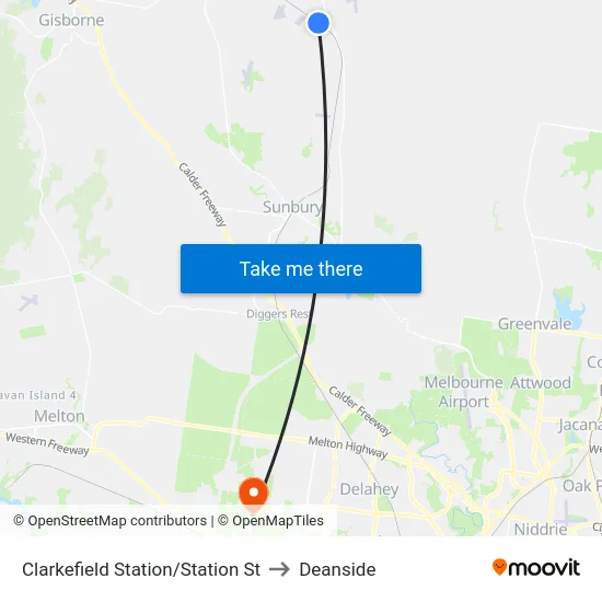 Clarkefield Station/Station St to Deanside map