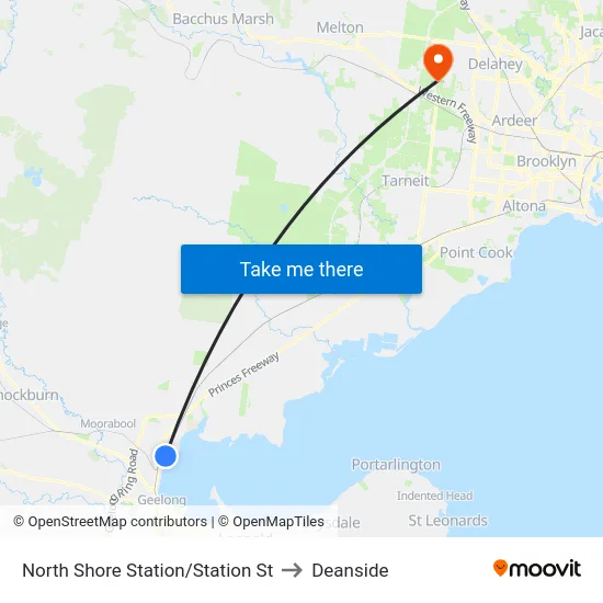 North Shore Station/Station St to Deanside map