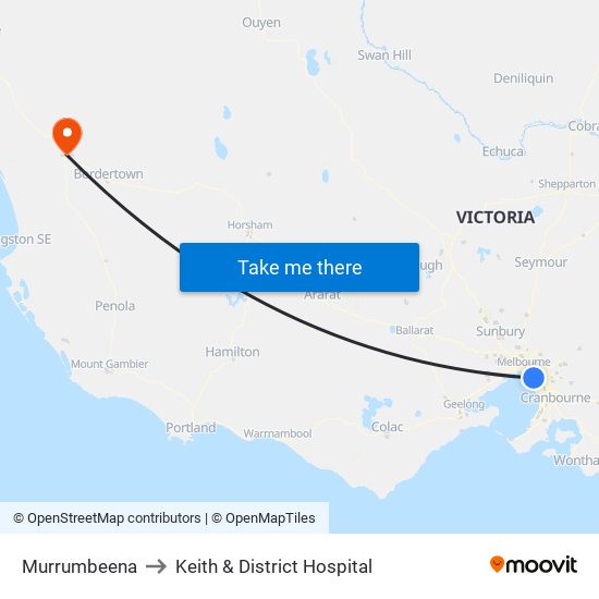 Murrumbeena to Keith & District Hospital map