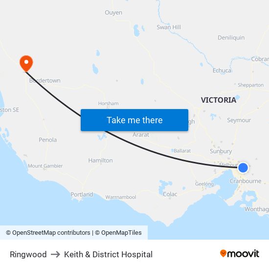 Ringwood to Keith & District Hospital map