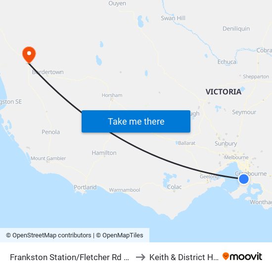 Frankston Station/Fletcher Rd (Frankston) to Keith & District Hospital map