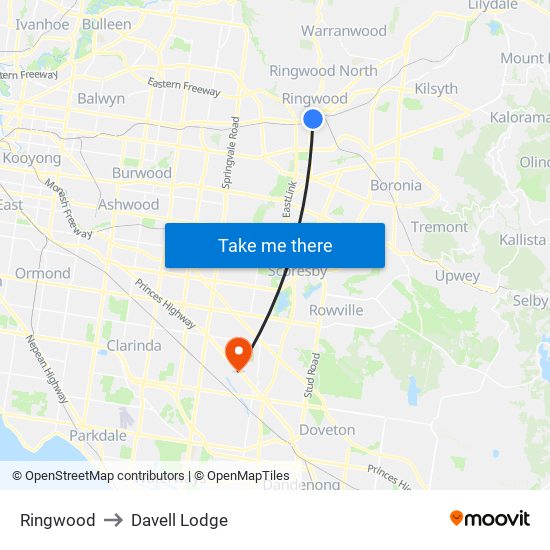 Ringwood to Davell Lodge map