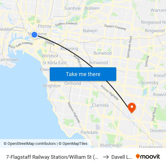 7-Flagstaff Railway Station/William St (Melbourne City) to Davell Lodge map